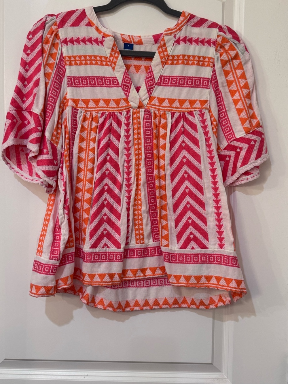 Old Navy Pink and Orange Patterned Peasant Tunic